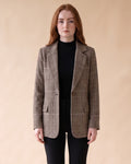 Women's Relaxed Check Blazer with Structured Lapels in Coffee